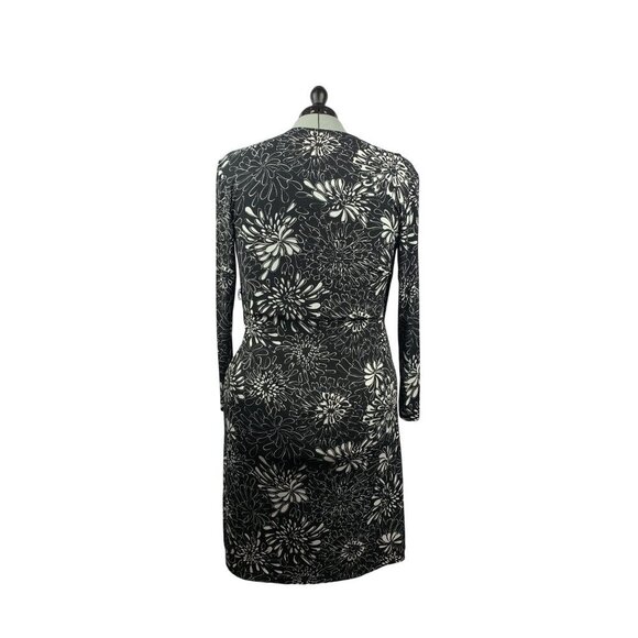 Chicos Womens Floral Wrap Dress Size 1 Black & White Stretchy Polyester Blend - Picture 3 of 7